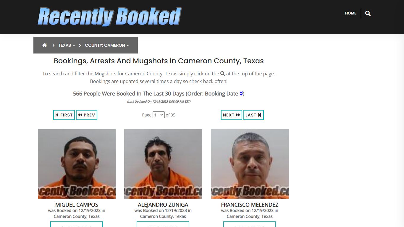 Recent bookings, Arrests, Mugshots in Cameron County, Texas